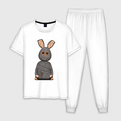 Пижама хлопковая мужская Cartoon hare character, цвет: белый