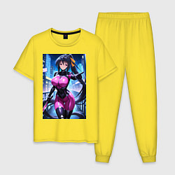 Пижама хлопковая мужская Акэно dxd в форме шпиона, цвет: желтый