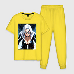 Пижама хлопковая мужская Черная кошка Фелиция Харди, цвет: желтый