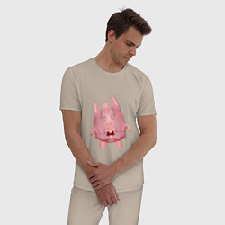 Пижама хлопковая мужская Cartoon monster pink, цвет: миндальный — фото 2