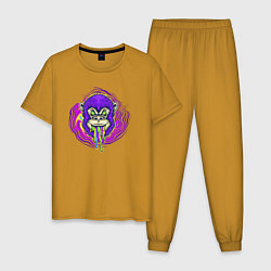 Пижама хлопковая мужская Purple monkey, цвет: горчичный
