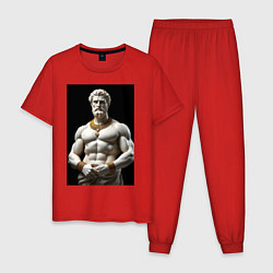 Пижама хлопковая мужская Античный герой с цепочкой, цвет: красный