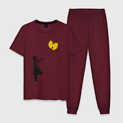 Пижама хлопковая мужская Wu-Tang Banksy, цвет: меланж-бордовый