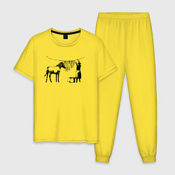 Пижама хлопковая мужская Banksy zebra, цвет: желтый