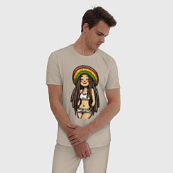 Пижама хлопковая мужская Smile jamaica girl, цвет: миндальный — фото 2