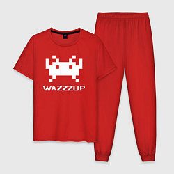 Пижама хлопковая мужская Space invader wazzzup, цвет: красный