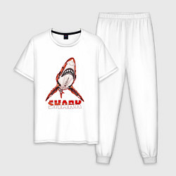 Пижама хлопковая мужская Акула киборг, цвет: белый