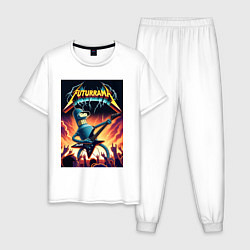Пижама хлопковая мужская Bender cool thrash rock guitarist - Futurama, цвет: белый