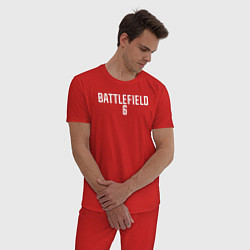 Пижама хлопковая мужская Battlefield 6 logo, цвет: красный — фото 2