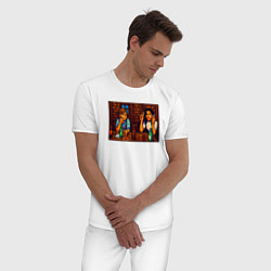 Пижама хлопковая мужская День студента пиксель-арт мем, цвет: белый — фото 2