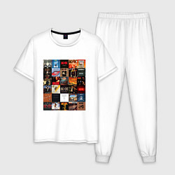 Пижама хлопковая мужская AC DC - обложки, цвет: белый