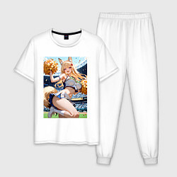 Пижама хлопковая мужская Зажигательная болельщица, цвет: белый