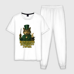 Пижама хлопковая мужская Волшебник Изумрудного города, цвет: белый