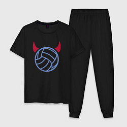 Пижама хлопковая мужская Volleyball devil, цвет: черный