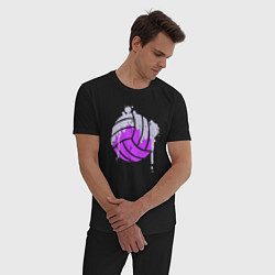 Пижама хлопковая мужская Purple ball, цвет: черный — фото 2