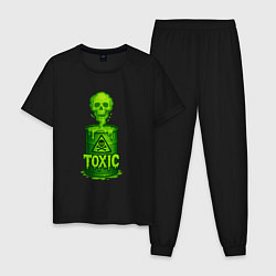 Пижама хлопковая мужская Toxic зеленая кислота, цвет: черный