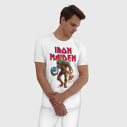 Пижама хлопковая мужская Iron Maiden, цвет: белый — фото 2