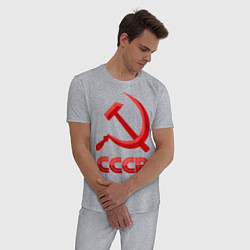 Пижама хлопковая мужская СССР Логотип, цвет: меланж — фото 2
