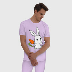 Пижама хлопковая мужская Зайка с морковкой, цвет: лаванда — фото 2