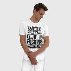 Пижама хлопковая мужская Suicide Silence: You are Fucking, цвет: белый — фото 2