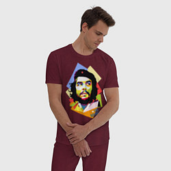 Пижама хлопковая мужская Che Guevara Art, цвет: меланж-бордовый — фото 2