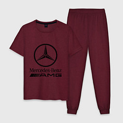 Пижама хлопковая мужская AMG, цвет: меланж-бордовый