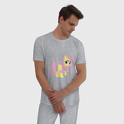 Пижама хлопковая мужская Пони пегас Флаттершай, цвет: меланж — фото 2