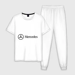 Пижама хлопковая мужская Mercedes Logo, цвет: белый