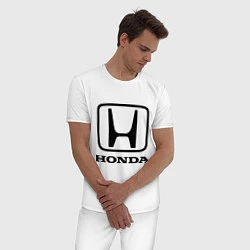 Пижама хлопковая мужская Honda logo, цвет: белый — фото 2