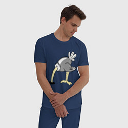 Пижама хлопковая мужская Влюбленный страус: для него, цвет: тёмно-синий — фото 2