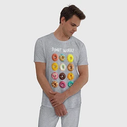 Пижама хлопковая мужская Donut Worry, цвет: меланж — фото 2