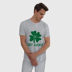 Пижама хлопковая мужская Get lucky, цвет: меланж — фото 2