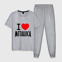 Пижама хлопковая мужская I love Metallica, цвет: меланж