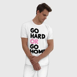 Пижама хлопковая мужская Go hard or go home, цвет: белый — фото 2