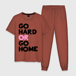 Пижама хлопковая мужская Go hard or go home цвета кирпичный — фото 1
