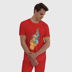 Пижама хлопковая мужская Рожок: Кремль, цвет: красный — фото 2