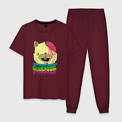 Пижама хлопковая мужская Dropdead Kitty, цвет: меланж-бордовый