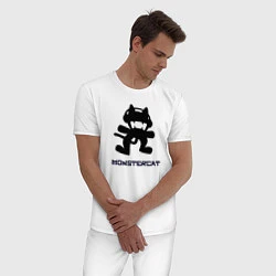 Пижама хлопковая мужская Monstercat, цвет: белый — фото 2