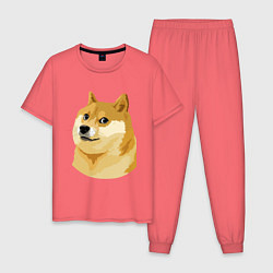 Пижама хлопковая мужская Doge, цвет: коралловый