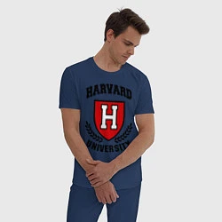 Пижама хлопковая мужская Harvard University, цвет: тёмно-синий — фото 2