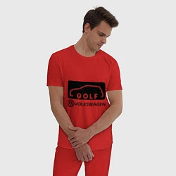 Пижама хлопковая мужская Фольцваген гольф, цвет: красный — фото 2