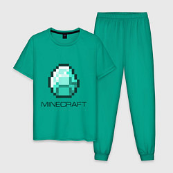 Пижама хлопковая мужская Minecraft Diamond, цвет: зеленый