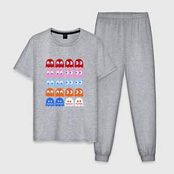 Пижама хлопковая мужская Pac-Man Monsters, цвет: меланж