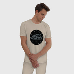 Пижама хлопковая мужская Arctic Monkeys: Black, цвет: миндальный — фото 2