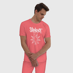 Пижама хлопковая мужская Slipknot, цвет: коралловый — фото 2