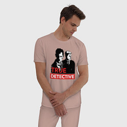 Пижама хлопковая мужская True Detective, цвет: пыльно-розовый — фото 2
