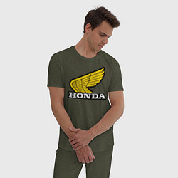 Пижама хлопковая мужская Honda цвета меланж-хаки — фото 2