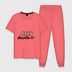 Пижама хлопковая мужская Audi, цвет: коралловый