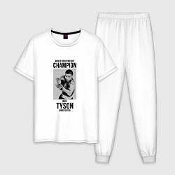 Пижама хлопковая мужская Mike Tyson Undefeated цвета белый — фото 1
