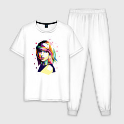 Пижама хлопковая мужская Taylor Swift Art, цвет: белый